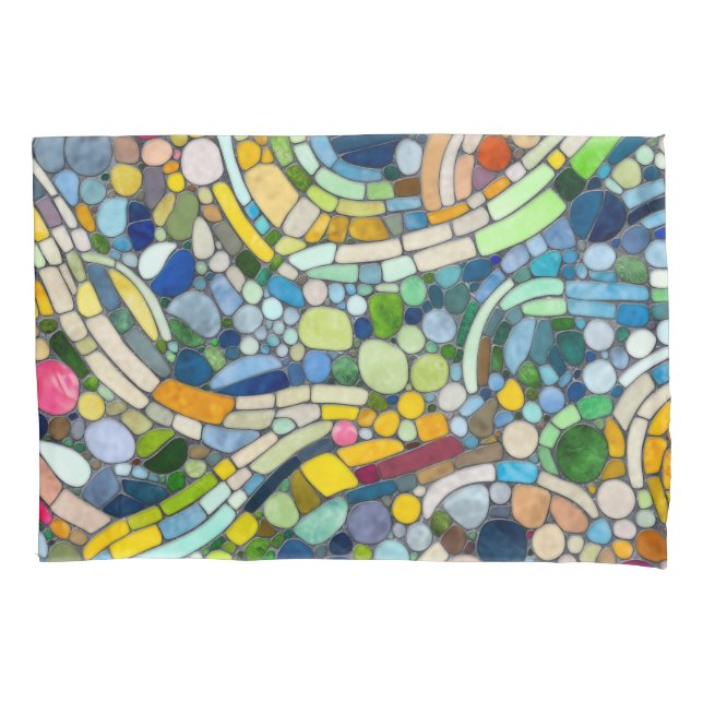 Colourful Pebbles Mosaic Art Pillowcase (Front)