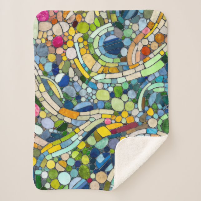 Colourful Pebbles Mosaic Art Sherpa Blanket (Front)