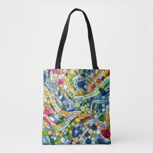 Colourful Pebbles Mosaic Art Tote Bag (Front)