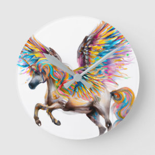 Colourful Pegasus Round Clock