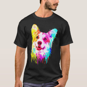 Colourful Pembroke Welsh Corgi Hand Drawn Painting T-Shirt