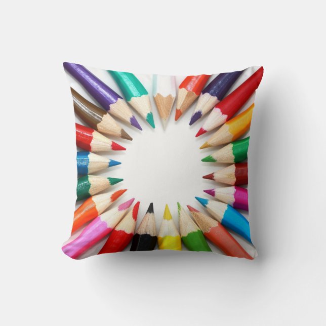 Colourful Pencil Colours Gifts for Art Teachers Cushion (Front)