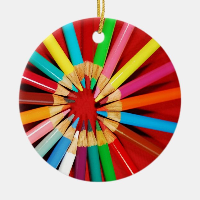 Colourful pencil crayon christmas ornament (Front)