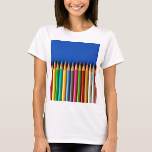 Colourful pencil crayons on blue background T-Shirt