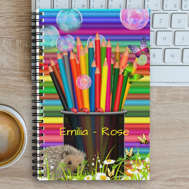 Colourful Pencil Daisy Bubble Butterflie College  Notebook (Creator Uploaded)