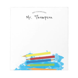 Colourful Pencils Blue Kindergarten Teacher Gift Notepad