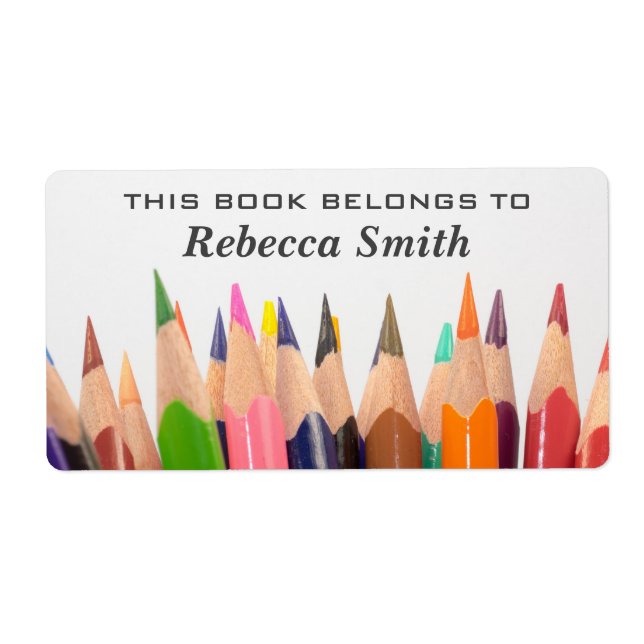 Colourful Pencils Book Labels | Bookplate Label (Front)