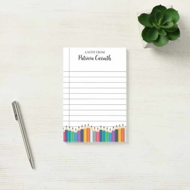 Colourful Pencils Lined Paper Teacher School Post-it Notes (Office)