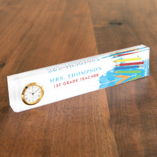 Colourful Pencils Personalised Teacher Nameplate