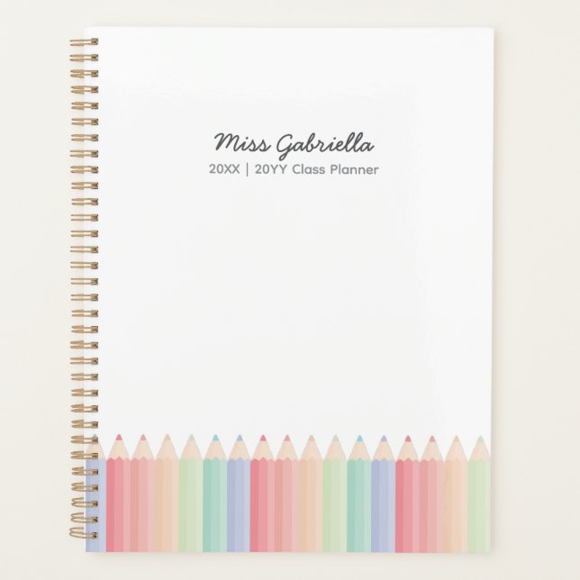 Colourful Pencils Personalised Teacher Year Planne Planner (Front)