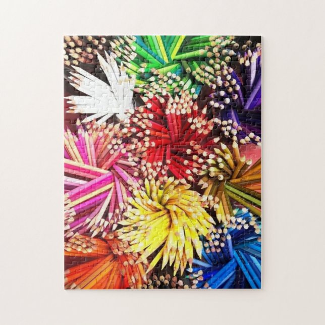Colourful Pencils Purple Blue Yellow Green Red Pin Jigsaw Puzzle (Vertical)