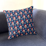 Colourful penguins and snowflakes Christmas patter Cushion<br><div class="desc">Colourful Christmas pattern with penguins and snowflakes on a blue background.</div>