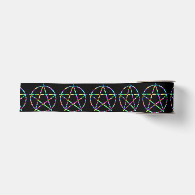 Colourful Pentagram Grosgrain Ribbon (Front)