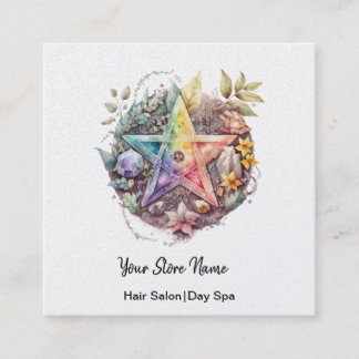 Colourful Pentagram Square Business Card