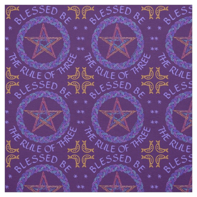 Colourful Pentagram Symbol Pagan Wicca New Age Fabric (Swatch)