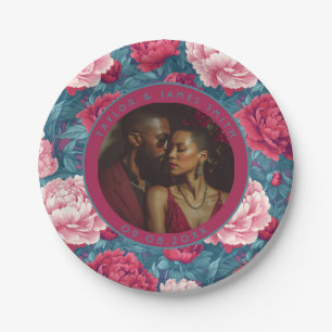 Colourful Peonies Plates For Bachelorette Party