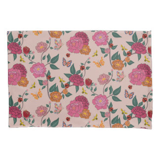 Colourful Peony,Butterflly,Bee,Lady Bug&Flower Pillowcase