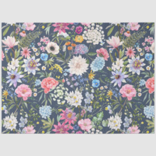 Colourful peony floral decoupage  tissue paper