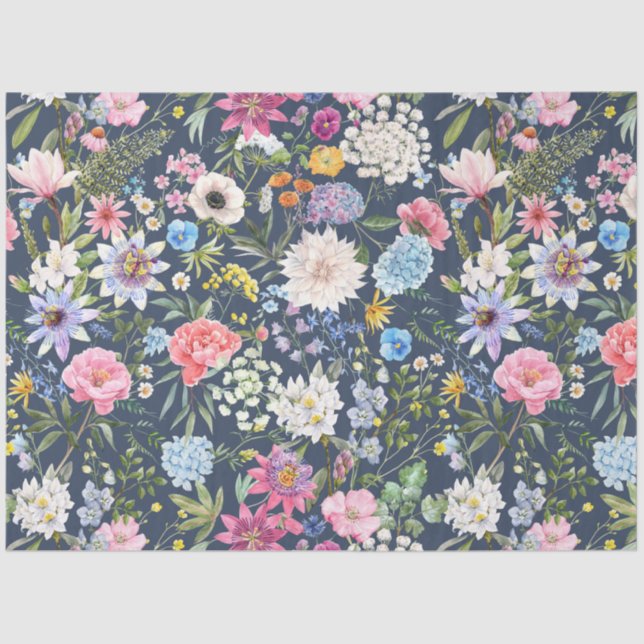 Colourful peony floral decoupage  tissue paper (Front)