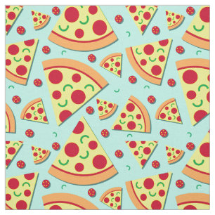 Colourful Pepperoni Pizza Slices Fun Food Pattern Fabric