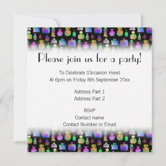 Colourful Perfume Bottles Pattern. Invitation