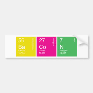Colourful Periodic Table Bacon Bumper Sticker