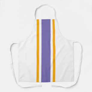 Colourful Periwinkle Yellow White Vertical Stripes Apron