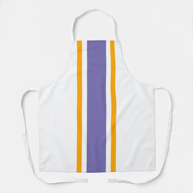 Colourful Periwinkle Yellow White Vertical Stripes Apron (Front)