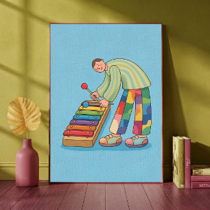 Colourful Person Playing Xylophone Musical Poster
