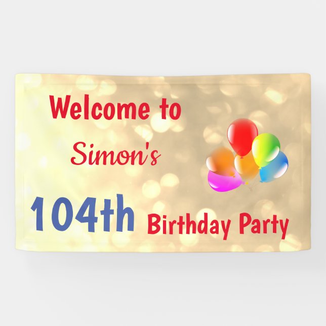 Colourful Personalised 104th Birthday Banner (Horizontal)
