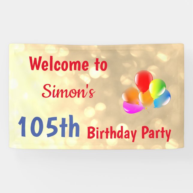 Colourful Personalised 105th Birthday Banner (Horizontal)