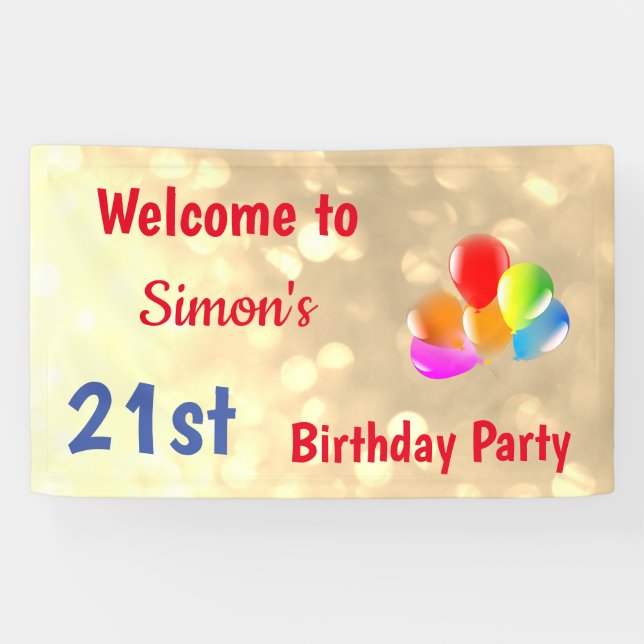 Colourful Personalised 21st Birthday Banner (Horizontal)