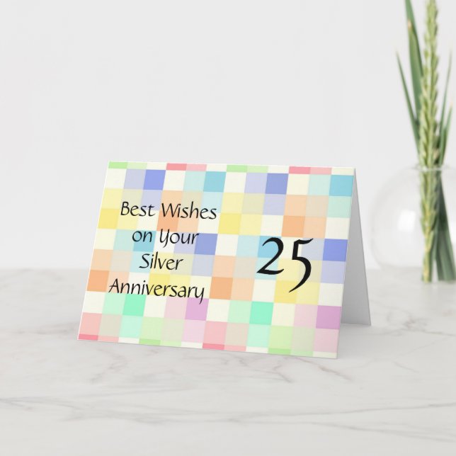 Colourful Personalised 25th Wedding Anniversary Card (Front)