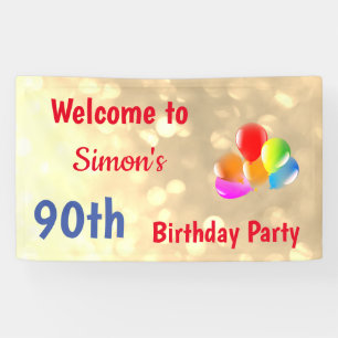 Colourful Personalised 90th Birthday Banner