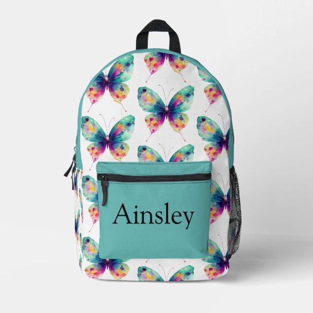 Colourful personalised backpack, kids cute printed backpack (Front)