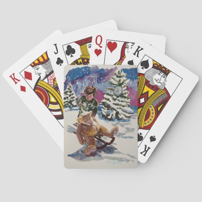 Colourful personalised Christmas playing cards (Back)