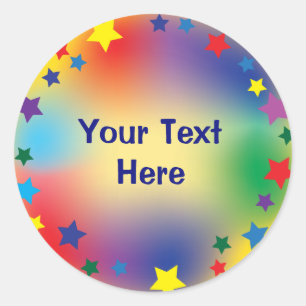 Colourful Personalised Circle of Stars Classic Round Sticker
