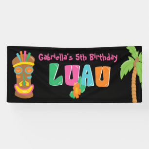 Colourful Personalised Luau Party Tiki Banner