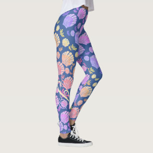 Colourful Personalised Monogram Seashell Pattern Leggings