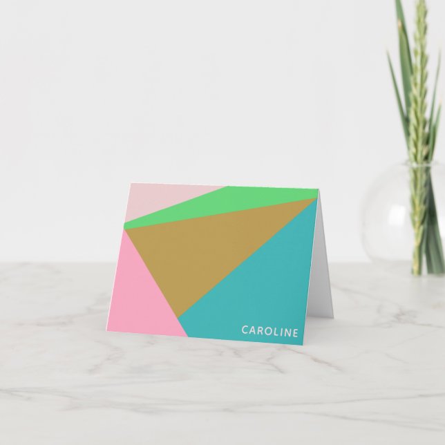 Colourful Personalised Name Stationery Geometric Note Card (Front)