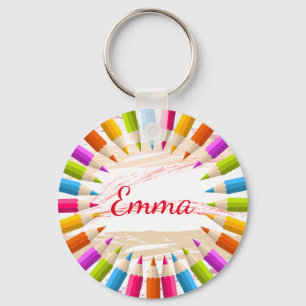 Colourful Personalised Pencils Name Key Ring