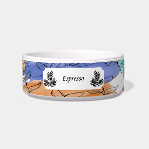Colourful Personalised Pet Bowl with Leaves