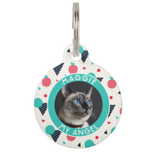 Colourful Personalised Pet Gift Memphis Pattern Tag