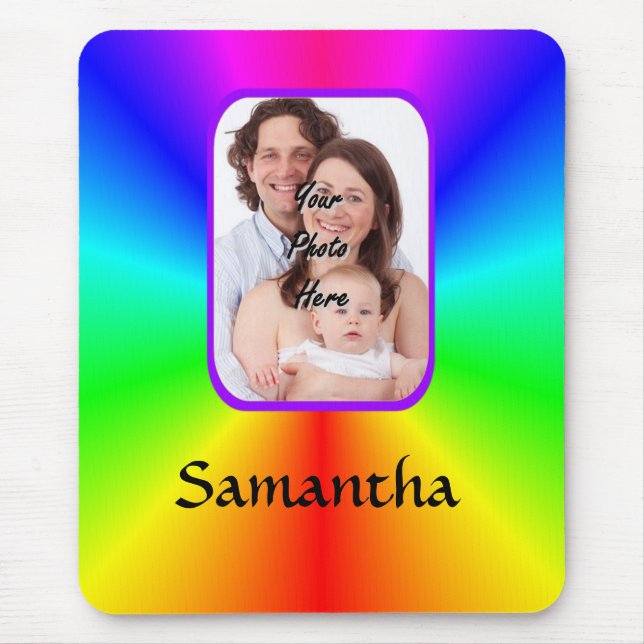 Colourful personalised photo background mouse mat (Front)