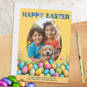 Colourful Personalised Photo Egg Frame Happy Easte Holiday Card