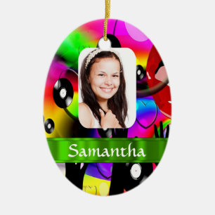 Colourful personalised photo template ceramic tree decoration