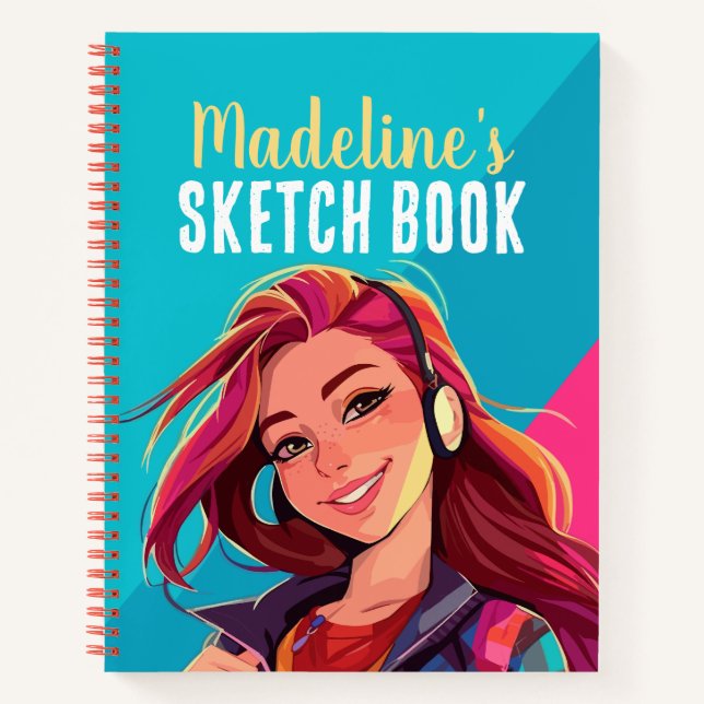 Colourful Personalised Teen Girl Sketch Book (Front)