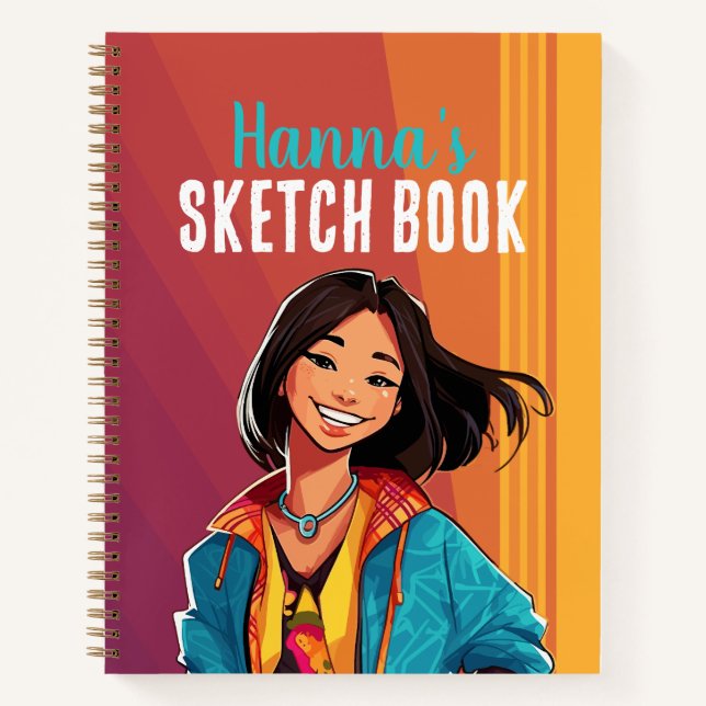 Colourful Personalised Teen Girl Sketch Book (Front)