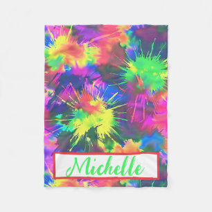 Colourful Personalised Tie Dye Fleece Blanket