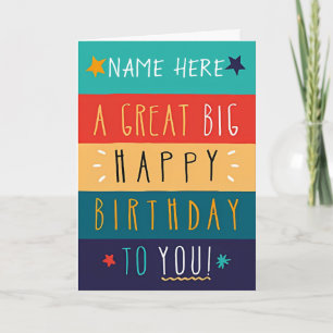 Colourful Personalised Typography Birthday Card